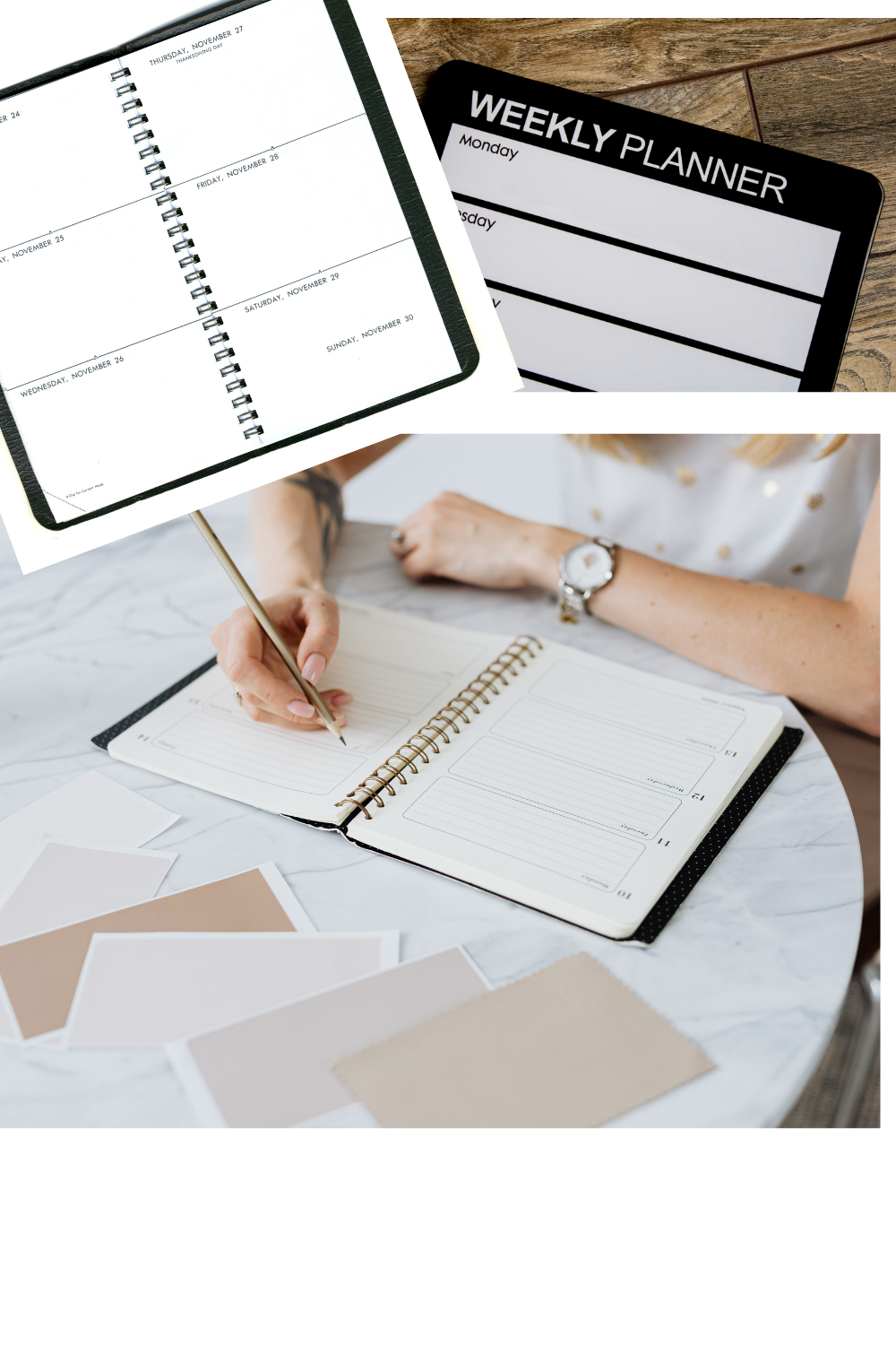 planner, customizable to do lists, planning journal