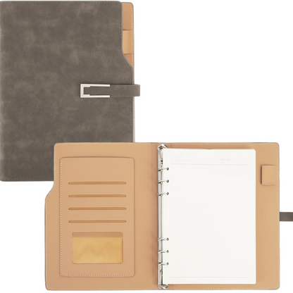 Khaki Suede Premium A5 6 Hole Ring Binder